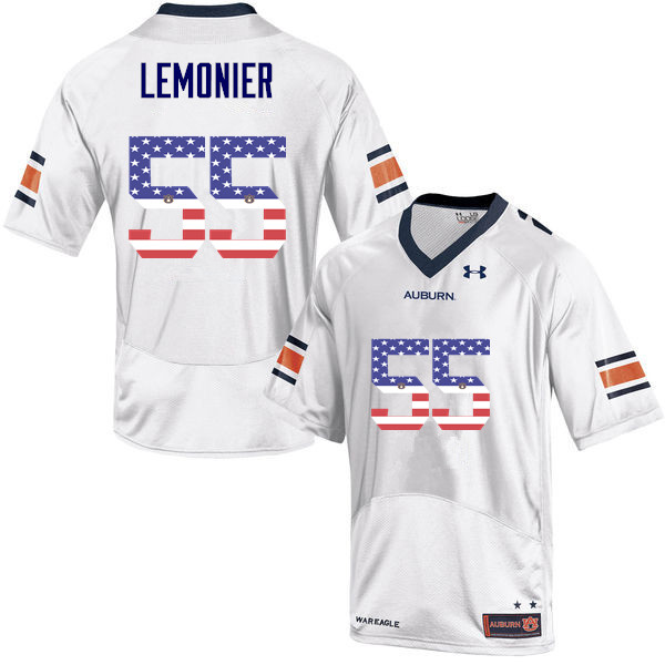 Men's Auburn Tigers #55 Corey Lemonier USA Flag Fashion White College Stitched Football Jersey